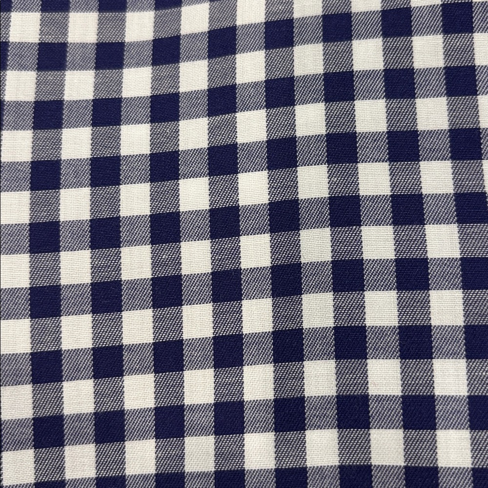 Eton Navy White Gingham Dress Shirt 16.5 Slim Fit Cotton Luxury Check - Picture 2 of 14